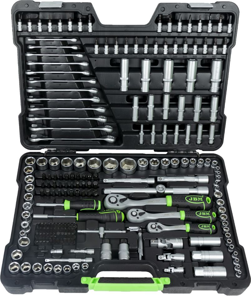 JBM 1/4"+3/8"+1/2" räikkä- ja hylsysarja 216 osaa