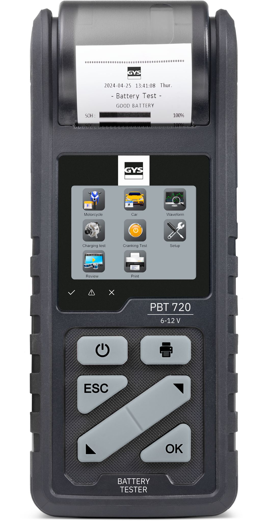 GYS pbt720 akkutesteri tulostimella/usb 6/12v start/stop