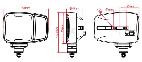LA10215HEAT Ajovalo LED, suorakulmainen, 12/24V, 220 x 197,2 x 80,5 mm, lämmitettävä, kauko- ja lähivalo, vasen - Image 6